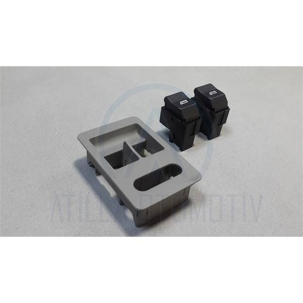 VW POLO 6N2 1999-2002 CAM DÜĞME + ÇERÇEVE ÖN SOL TAKIM GRİ