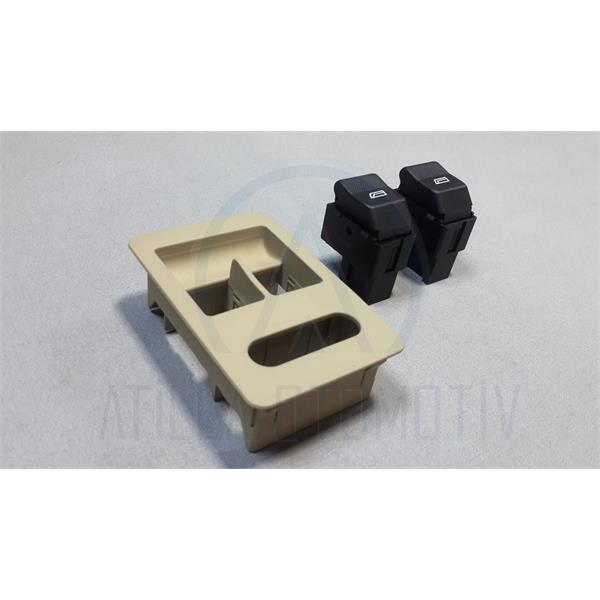 VW LUPO 6X 1999-2006 CAM DÜĞME + ÇERÇEVE ÖN SOL TAKIM BEJ
