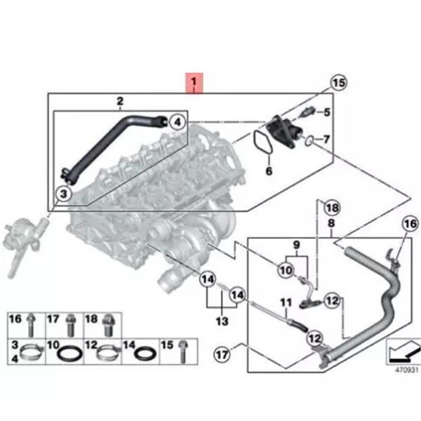 BMW F30 F31 2012-2019 N13 BLOK SU BORUSU TERMOSTATLI ORİJİNAL