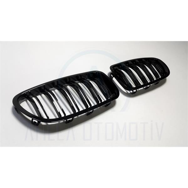 BMW 5 SERİSİ F10 F11 M5 TİP BÖBREK PANJUR SETİ ÇİFT ÇITA SİYAH