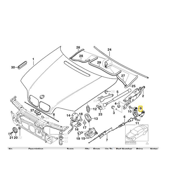 BMW X3 E83 2003-2011 KAPUT İÇTEN AÇMA KOLU MANDALI