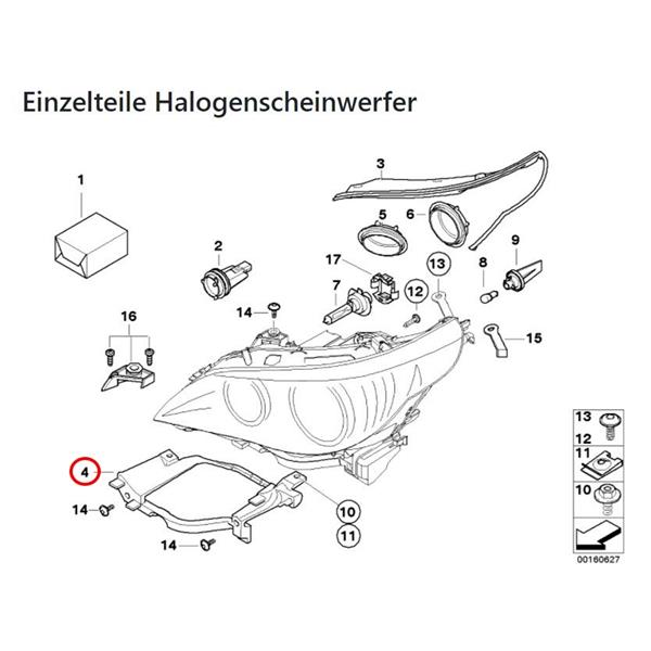 BMW 5 SERİSİ E60 E61 2003-2010 FAR BRAKETİ ÖN SOL 63126936089