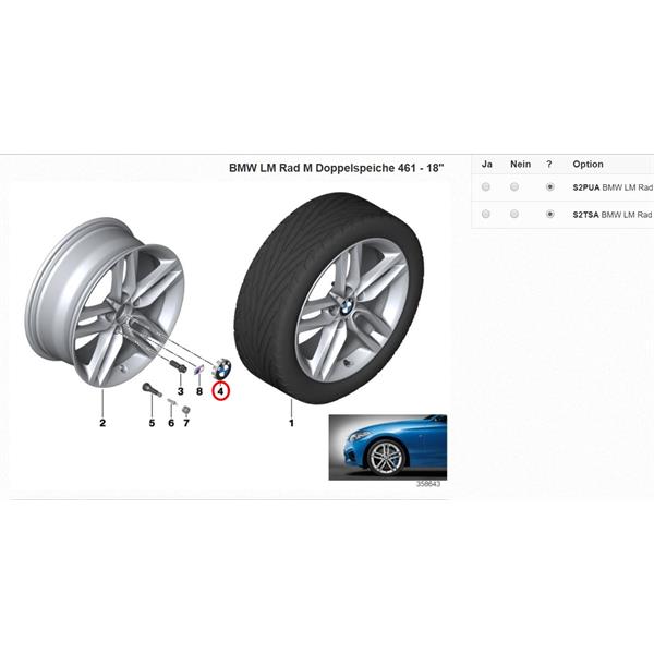 BMW 4 SERİSİ F32 F33 F36 F82 ORİJİNAL TİP ÇELİK JANT GÖBEĞİ 68 MM