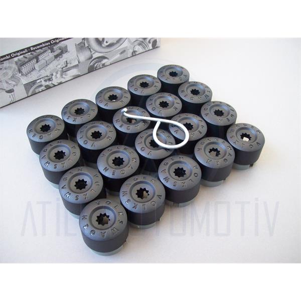 20 x VW TRANSPORTER T5 T6 T7 BİJON KAPAK SETİ SİYAH 19MM ORİJİNAL