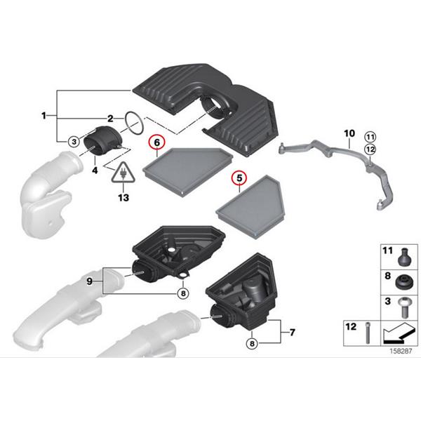 BMW X5 E70 07-13 4.8i N62 HAVA FİLTRESİ TAKIM MAHLE LX2097-LX2098